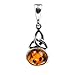 Ian and Valeri Co. Honey Amber Sterling Silver Celtic Oval Pendant