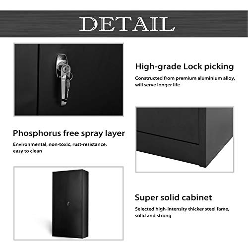 image for INTERGREAT Black Metal Storage Cabinet Locking Steel Storage Cabinet w