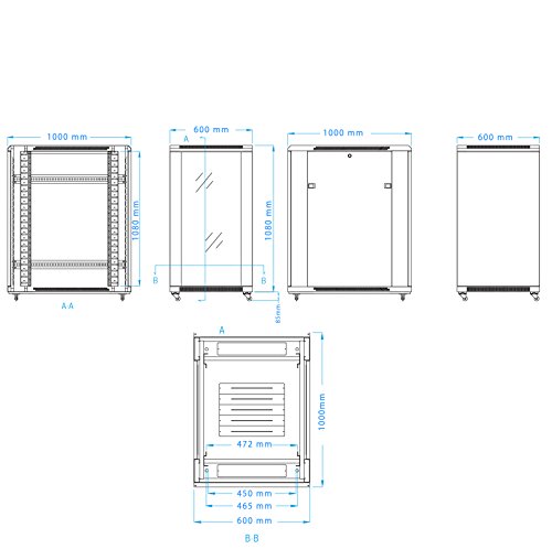 22U 39" Deep 19" IT Free Standing Server Rack Cabinet Enclosure + Bonus Free !!