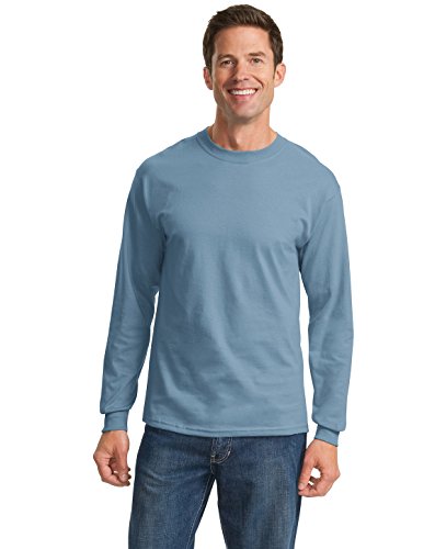 Port & Company Men's Tall Long Sleeve Essential T Shirt LT Stonewashed Blue