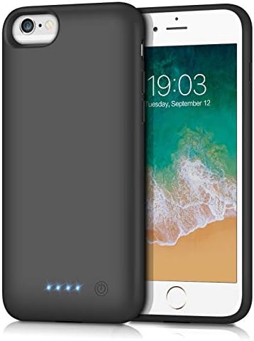 Kilponene Battery Case for iPhone 6/6S/7/8 -【2019 Newest Version】6000mAh Charging Case Extended Battery for iPhone 6/6s/7/8 Rechargeable Battery Backup Portable Charger Case 4.7 inch Black