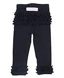 RuffleButts Infant / Toddler Girls Solid Everyday Leggings w/ Ruffles - Black - 12-24m
