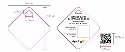 Dynotag Web Enabled Smart ID Tag, Delue Steel tag with Braided Steel Loop, with DynoIQ & Lifetime Recovery Service. Diamond (Stripes)