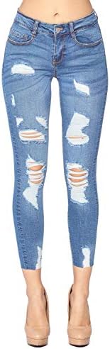 ICONICC Women's Butt-Lifting Skinny Jeans Ripped Destroyed Denim