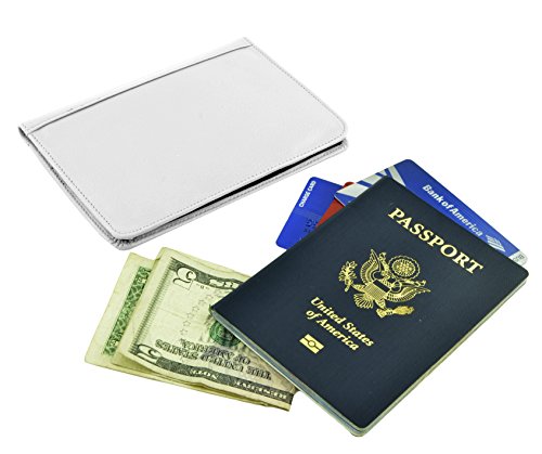 Belle Donne - RFID Blocking Passport Cover Cards Holder PU Leather Travel Wallet - White