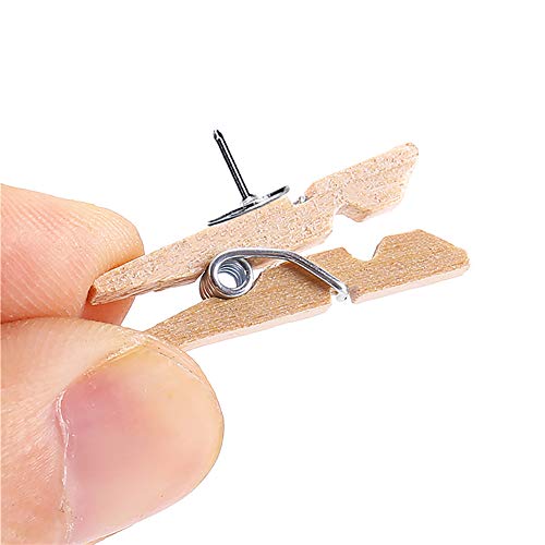 50 PCS Push Pin Clips Push Pins Tacks with Wooden Clip for Paper Photos Notes Artworks School Craft Project, Perfect for Wall, Cork Boards and Bulletin Boards - Thumbnail 6