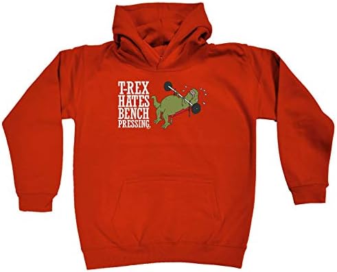 Kids Funny Hoodie Trex Hates Bench Pressing Dinosaur T Rex
