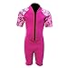 Kids Wetsuit Shorty Thermal Swimsuit, 2mm Neoprene Wetsuit One Piece Front Zip for Girls Toddler Youth Swimming Surfing Diving Snorkeling, SS005 (Pink , 6)