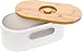 2-in-1 Modern Bread Box with Bamboo Cutting Board Lid - Space Saving Bread Bin by Mindful Design (White)