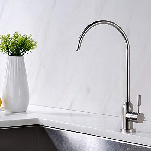 ESOW Kitchen Drinking Water Faucet, 100% Lead-Free Kitchen Water Filter Faucet Fits most Reverse Osmosis Units or Water Filtration System in Non-Air Gap, Stainless Steel 304 Body Brushed Nickel Finish