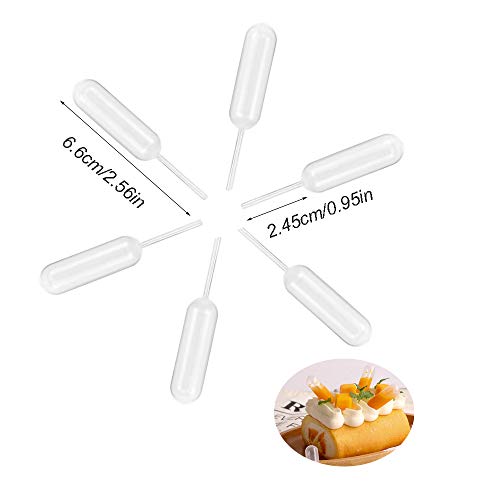 150pcs 4ml Disposable Plastic Squeeze Transfer Pipettes-Heart,Round and Rectangular,3 Shapes for Cupcakes, Chocolate,Strawberries - Thumbnail 3