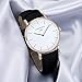 Simple Women Men Quartz Watch PU Leather Strap Ladies Girls Dress WristWatch, Black-Rose Gold
