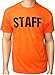 Neon Orange Staff T-Shirt Front & Back Print Mens Event Shirt Tee