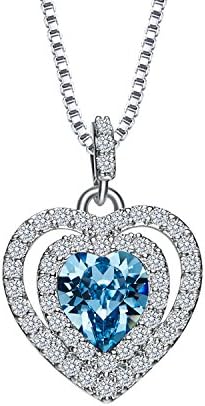 Xingzou March Birthstone Necklace Pendant for Girlfriend, Best Valentine's Day Gifts with Pretty Box