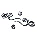 BodyJ4You 4PC Glass Ear Tapers Plugs 00G Black White Handmade Gauges Piercing Jewelry Set