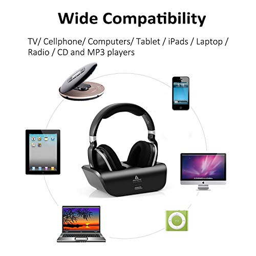 Wireless Headphones for TV with Optical, MONODEAL Digital Stereo Over Ear Headsets with Charging Dock, 2.4GHz Rf Transmitter, 20H Playtime, for TV Pc Mobile - Thumbnail 3