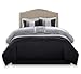 Comfort Spaces Windsor 5 Piece Comforter Pintuck Pleated Striped Pattern Ruffled Patchwork Down Alternative Bedding Sets, Full/Queen, Black/Light Grey/Grey
