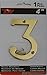 ZW Hardware A200 4 Inch Brass Bright Brass House Number 3