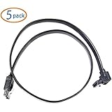 5 Pack 24-Inch SATA III 6.0 Gbps Cable with Locking Latch and 90-Degree Plug - Black