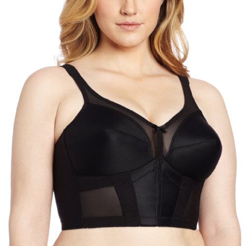 Carnival Womens Full Figured 3/4 Longline Bra, Black, 38B