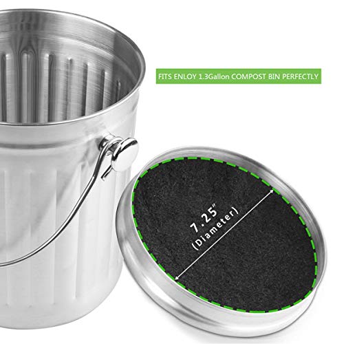 ENLOY Activated Carbon Compost Bin Filter Refill Pack, 4 Packs Odor Absorbing Charcoal Filters (7.25 Inches Diameter) - Thumbnail 3
