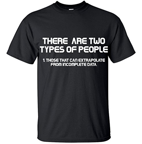 Adult Men’s Women’s Funny Retro T-shirt Two Kinds of People – Incomplete Data (X-Large, Black)