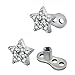 14g Cubic Zirconia Dermal Anchor Tops and Base Surgical Steel Microdermals Body Piercings (Star)