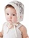 Bigface Up Baby Girls Eyelet Lace Breathable Bonnet Sun Protection Hat Christening Bonnet(Bowknot)