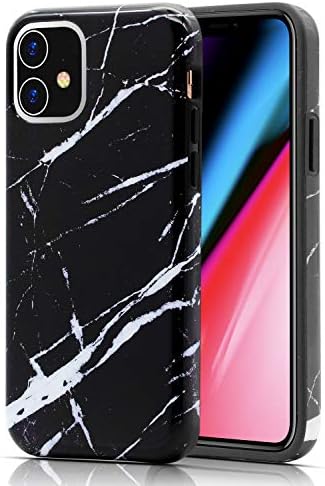 iPhone 11 Case, BAISRKE Marble Design Slim Flexible Soft Silicone Bumper Shockproof Gel TPU Rubber Glossy Skin Cover Phone Case for iPhone 11 6.1 inch 2019 - Black