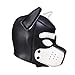 Zhengya Full Face Mask Dog Puppy Hood Leather Helmet Removable Mouth Cosplay Costume Party Props（M,Black&White