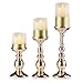 Aku Tonpa Set of 3 Gold Decorative Candle Holders, Home Decor Candlesticks for Pillar and Flameless Candles