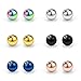 Ruifan 12PCS 4mm Mix Color Externally Threaded 316L Surgical Steel Replacement Balls Body Jewelry Piercing Barbell Parts for Lip Eyebrow Tongue Belly Navel Nose Nipple Ring 14G