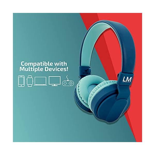 Louise-Mann-Kids-Bluetooth-Headphones-with-Volume-Limit-Over-Ear-Headphones-for-Kids-Foldable-On-Ear-Headphones-with-Microphone-Micro-SDTF-for-School-Travel-Cell-Phones-PC-Tablets-Blue Louise & Mann Kids Bluetooth Headphones with Volume Limit, Over Ear Headphones for Kids, Foldable On Ear Headphones with…