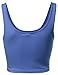 Basic Solid Sleeveless Crop Tank Tops Denim Blue Size M