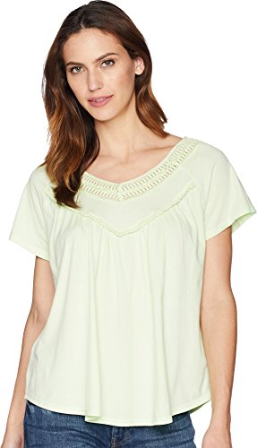 Mod-O-Doc Women's Supreme Jersey Crochet Trim Tee Honeydew Small
