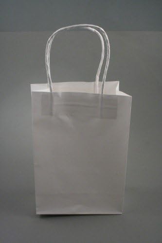 White Paper Gift Bag with Rigid White Twisted Paper Handles. 60 Pieces