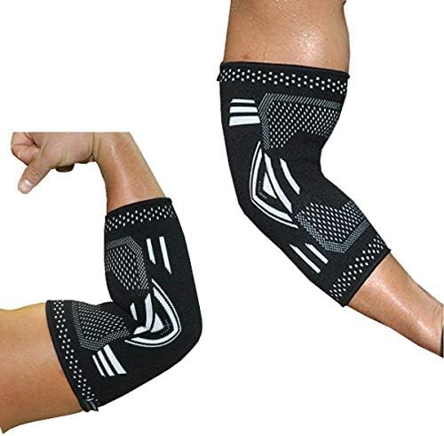 Elbow Compression Sleeve (1pair) - Tennis and Golfer's Elbow Brace Support, Protection & Pain Relief for Weightlifting, Exercise, Joint Pain Relief - Men, Women, Black