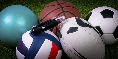 Sports Stable Dual Action Ball Pump Comes with 5 Standard Needles and 2 Plastic Yoga Ball Adaptors for Your Football, Basketball, Soccerball, Pilates Ball, Volleyball, Handball, Yoga Ball