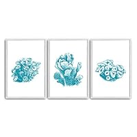 3 Piece Framed Canvas Wall Art Simple Seabed Elements Canvas Prints Home Artwork Decoration for Living Room,Bedroom - 16