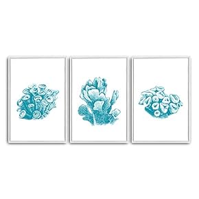 3 Piece Framed Canvas Wall Art Simple Seabed Elements Canvas Prints Home Artwork Decoration for Living Room,Bedroom - 16"x24"x3 Panels