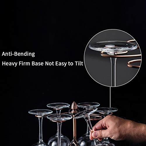Wine Glass Stand Racks Holder- Elegant Freestanding Stemware Holder Stand With 6 Hooks for Home and Bar Storage and Artistic Tabletop Display, Metal Wine Glass Holder (Bronze)
