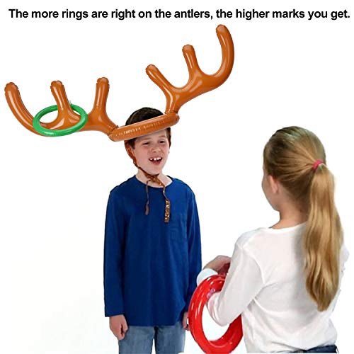 Browill [2+8] Inflatable Antler Ring Toss, Reindeer Ring Toss Stocking Stuffers for Christmas Party Games Funny Gifts Under 10 Dollars Pin The Nose on Rudolph Kids Adults Family & Office Party Favors - Thumbnail 3