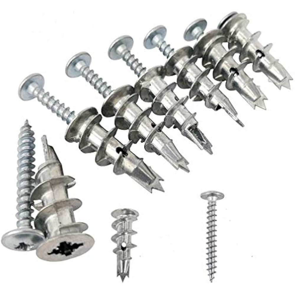 Zinc SelfDrilling Drywall Anchors With Screws Kit, 50 Pieces All