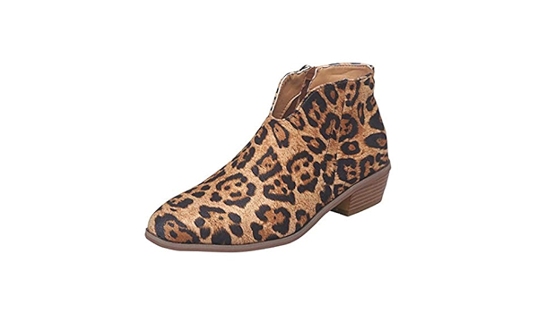 leopard ankle boots flat