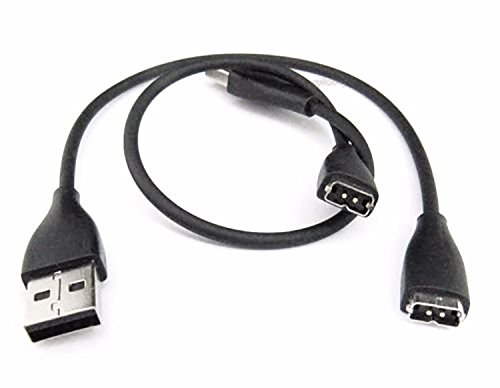 T3chtonic (2x) Fitbit Charge Hr Charger Cable Cord Replacement for Damaged or Lost Chargers - 2pc Long 10.5in Fitbit Accessories in Black