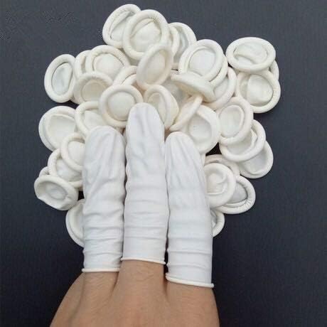 Disposable Latex Finger Cots Rubber Fingertips Protective Finger Gloves by ToolsOmatic UK (50 Pieces)
