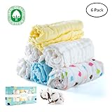 Baby Muslin Washcloths, Face Towel, Baby Wipes, Natural Pure Cotton, Face Towel for Newborn Baby Sensitive Skin as Shower Gift, 6 Pack, 12X12 inches