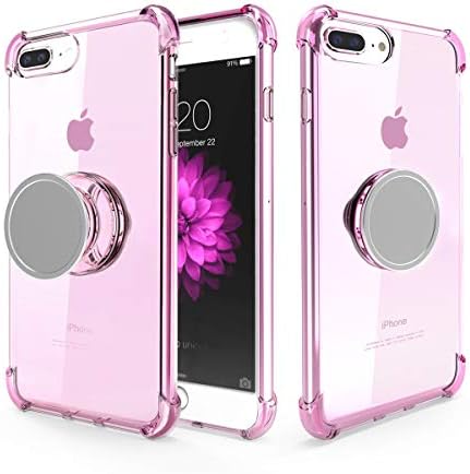 iPhone 7 Plus Case Slim,iPhone 8 Plus Case Clear,MISSCASE Premium Soft TPU Protective Shockproof Case with Kickstand Iron Mirror [Fit Car Mount] for iPhone 8 Plus/ 7 Plus / 6 Plus Pink