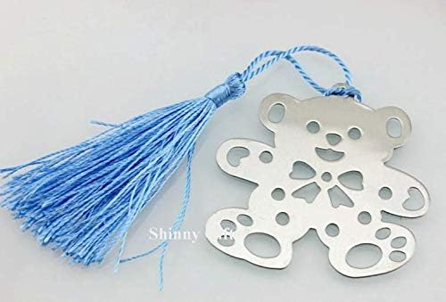 Jiaxingo 36Packs Stainless Steel Tassel Bookmark Cross with White Tassels Bear little Man for Baptism Baby Shower Souvenirs Party Christening Giveaway Gift (Bear)