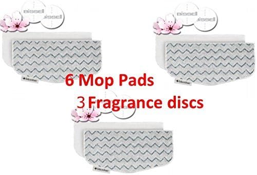 6 PACK BISSELL COMPATIBLE PowerFresh Steam Mop Pads (6 pk) with Fragrance discs (3 ct), 5938 Fits All PowerFresh 1940 Series Models including 19402, 19404, 19408, 1940A, 1940Q, 1940T